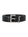 Saint Laurent Cassandre Belt In Crocodile-embossed Leather