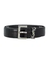 Saint Laurent Cassandre Belt In Crocodile-embossed Leather In Black
