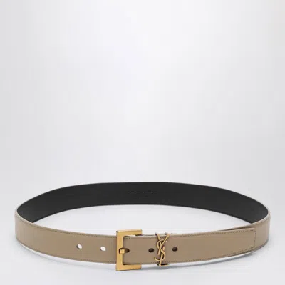 Saint Laurent Cassandre Belt In Dark In Sand