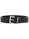 Saint Laurent Cassandre Belt Square Buckle Accessories In Black