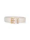 Saint Laurent Cassandre Leather Belt In White