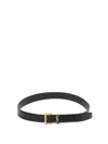 Saint Laurent `cassandre` Belt With Square Buckle In Black  