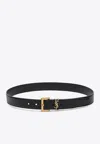 Saint Laurent Cassandre Embellished Leather Belt In Black