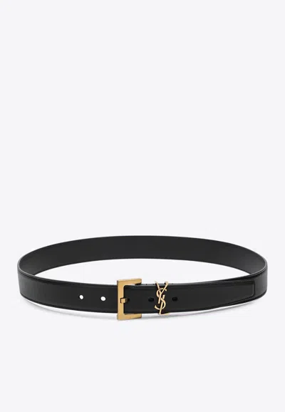 SAINT LAURENT CASSANDRE BELT WITH SQUARE BUCKLE