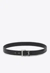 Saint Laurent Cassandre Belt With Square Buckle In Black