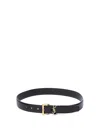Saint Laurent `cassandre` Belt With Square Buckle In Black  