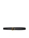 Saint Laurent Cassandre Belt With Square Buckle In Smooth Leather In Black