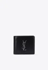 Saint Laurent Cassandre Bi-fold Leather Wallet In Black