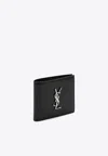 Saint Laurent Cassandre Bi-fold Leather Wallet In Black