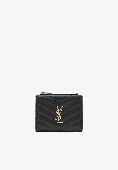 Saint Laurent Cassandre Bi-fold Wallet In Black