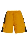 Saint Laurent Cassandre Bicolor Cotton Serge Bermuda Shorts In Yellow