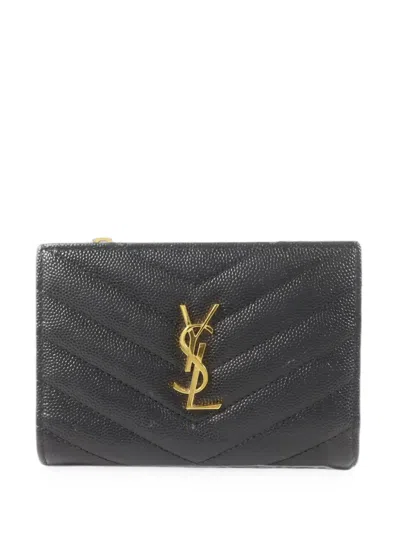 Pre-owned Saint Laurent Cassandre Bifold Wallet In Black
