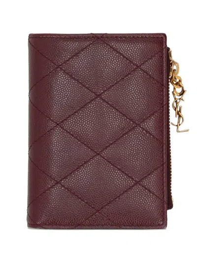 Saint Laurent Cassandre Bijou Bi-fold Wallet In Brown