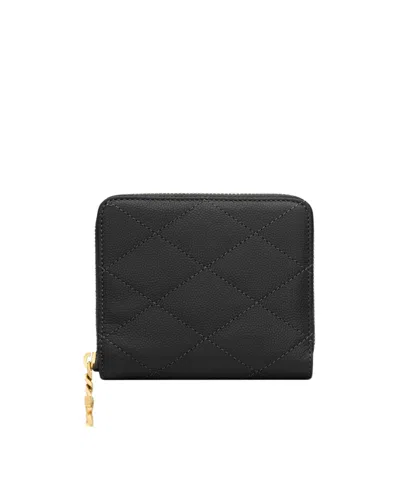 Saint Laurent Cassandre Bijou Compact Wallet In Grain De Poudre Leather In Yellow