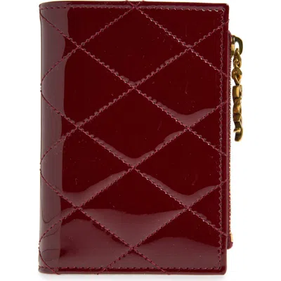 Saint Laurent Cassandre Bijou Diamond Quilted Patent Leather Bifold Wallet In Red