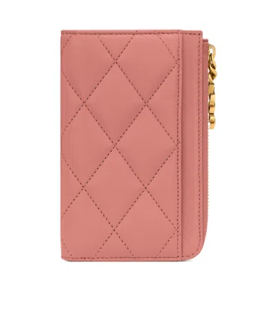 Saint Laurent Cassandre Bijou Lambskin Zipper Card Holder In Red