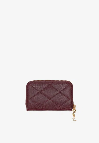 Saint Laurent Cassandre Bijou Leather Coin Wallet In Burgundy