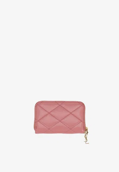 Saint Laurent Cassandre Bijou Leather Coin Wallet In Pink