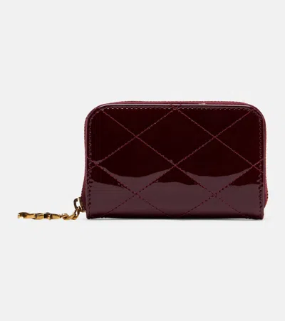 Saint Laurent Cassandre Bijou Patent Leather Wallet In Burgundy