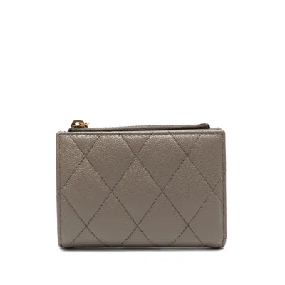 Saint Laurent Cassandre Bijou Quilted Zip Wallet In Gray