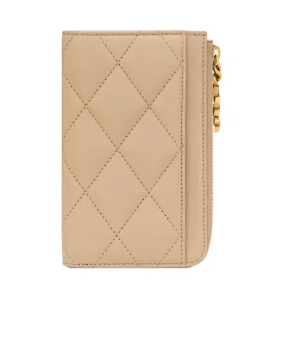 Saint Laurent Cassandre Bijou Zipper Card Holder In Brown