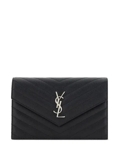 Saint Laurent Cassandre Black Envelope Chain Clutch Bag
