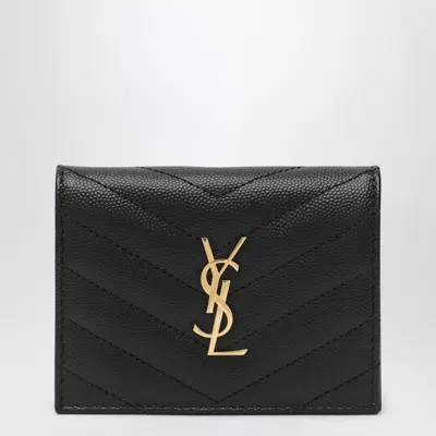 Saint Laurent Cassandre Black Grain De Poudre Card Holder