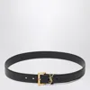 Saint Laurent Cassandre Leather Belt In Black