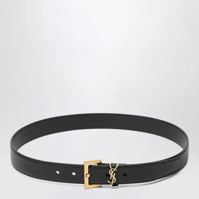 Saint Laurent Cassandre Black Leather Belt