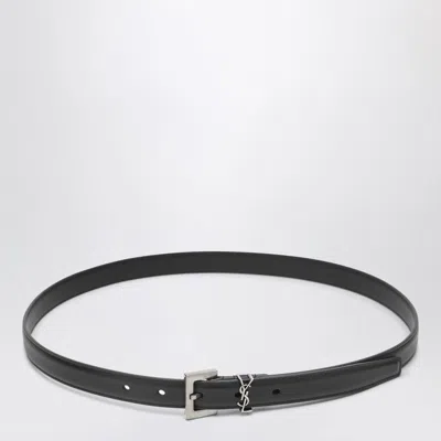 Saint Laurent Cassandre Black Leather Belt