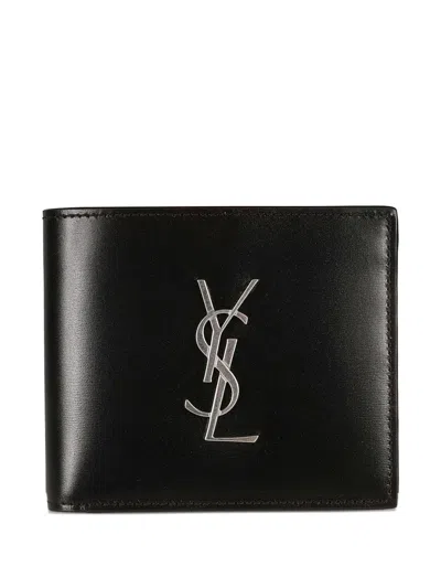 Saint Laurent Cassandre Black Leather East/west Wallet