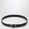 Saint Laurent Cassandre Black Smooth Leather Belt In Black