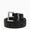 SAINT LAURENT SAINT LAURENT CASSANDRE BLACK SMOOTH LEATHER BELT WOMEN