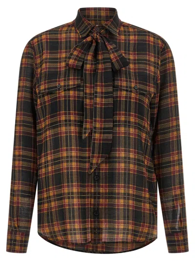 Saint Laurent Cassandre Blouse In Brown