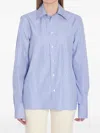 Saint Laurent Cassandre Blue Cotton Shirt In Blue