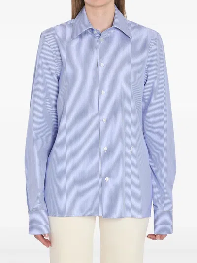Saint Laurent Cassandre Blue Cotton Shirt