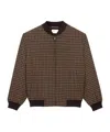 Saint Laurent Cassandre Bomber Jacket In Wool Check In Multi