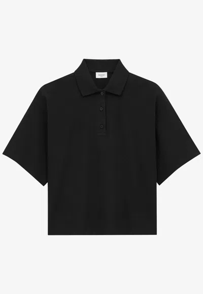 Saint Laurent Cassandre Boxy Polo T-shirt In Black