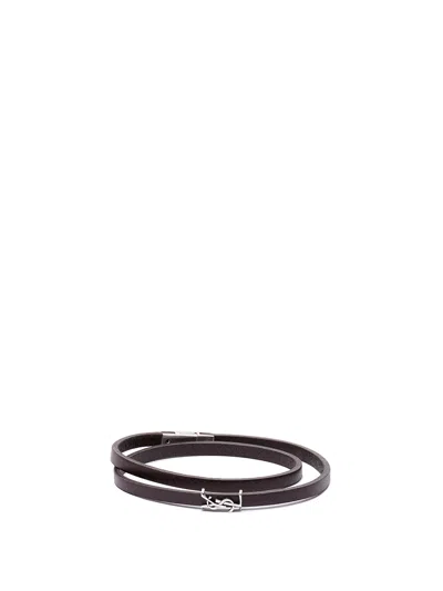 Saint Laurent `cassandre` Bracelet In Brown