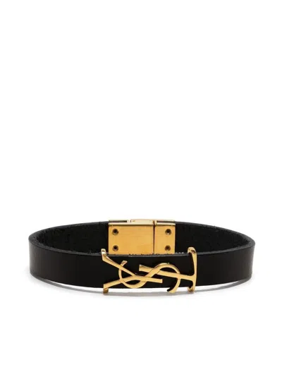 Saint Laurent "cassandre"  Bracelet In Leather In Black