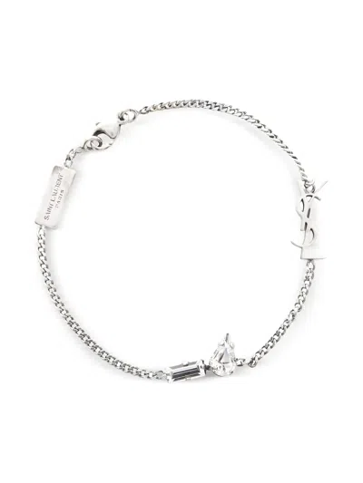 Pre-owned Saint Laurent Cassandre Bracelet In Silver