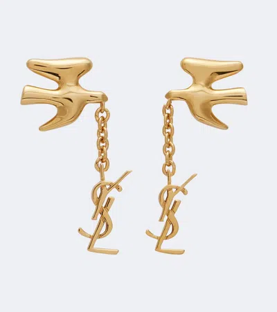 Saint Laurent Cassandre Brass Earrings In Gold