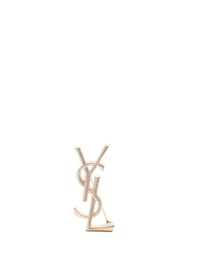Saint Laurent `cassandre` Broche In Gold