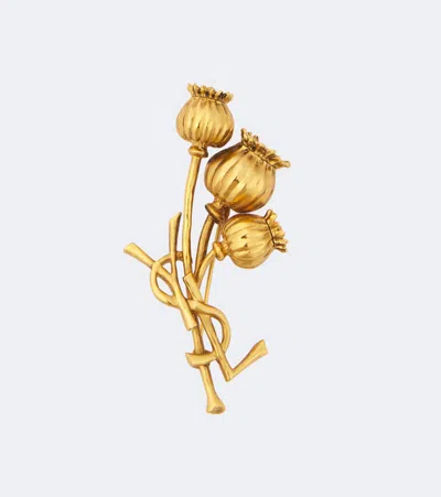 Saint Laurent Cassandre Brooch In Gold