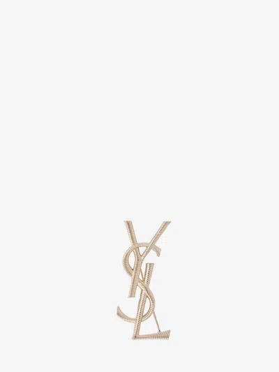 Saint Laurent Cassandre Brooch In Gold