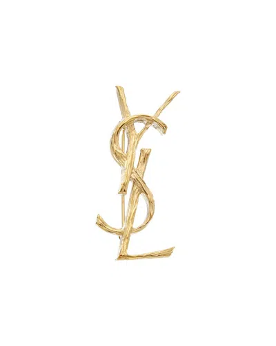 Saint Laurent Cassandre Brooch In Gold