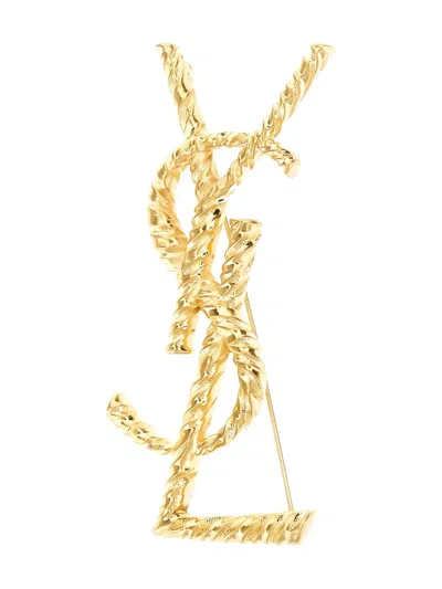 Saint Laurent Cassandre Brooche In Gold