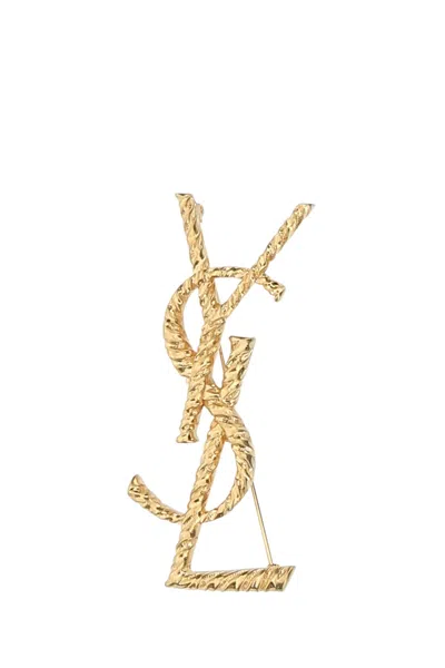 Saint Laurent Cassandre Brooche In Gold