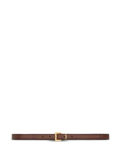 Saint Laurent Cassandre Buckle Belt 2 Cm In Brown