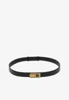 Saint Laurent Cassandre Buckle Leather Belt In Black